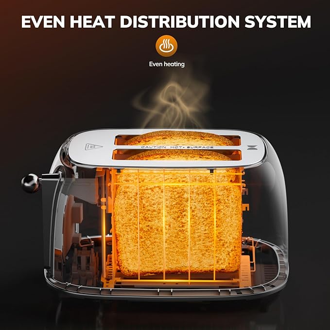 Keenstone Smart Touch Screen Toaster 2 Slice, Retro Wide Slot Stainless Steel Toaster with 6 Browning Levels, Reheat & Defrost, for Bagel, Toast, Bread, Removable Crumb Tray, Green