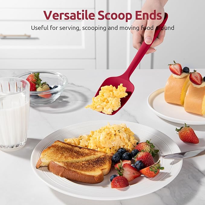 U-Taste Silicone Spatula Set with 600 Degrees Fahrenheit Heat Resistant (Red)