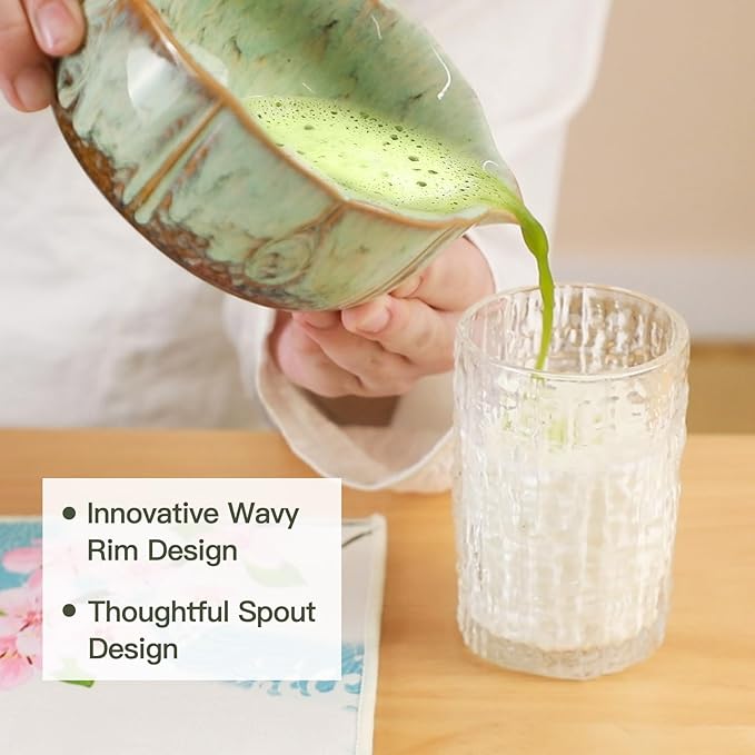 Matcha Whisk Set, Matcha Set with Bowl & Chasen & Chasen Holder, 8 Pcs Macha Kit Gift for Macha Lovers, Family, Friend（Green）