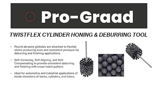 TwistFlex Cylinder Hone | 3” 240SC Flexible Cylinder Honing & Deburring Tool | 3” (76.2mm) Bore Brush for Hole Diameters 2.8"- 3.02" | Silicon Carbide 240 Grit | 13.5" Length | 1 Pack