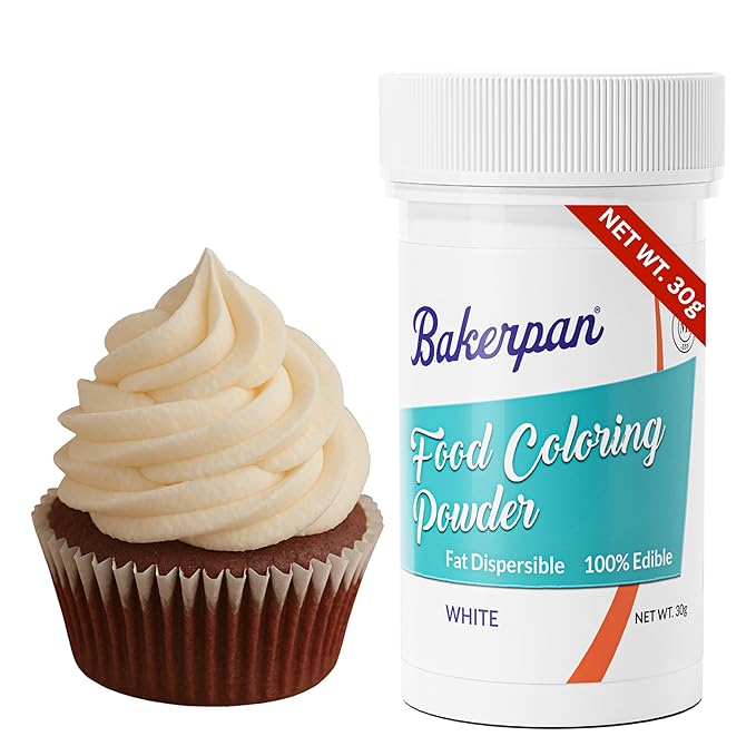 Bakerpan White Oil-Based Food Coloring Powder for Baking - 30 g - Dye-Free Coloring for Buttercream Frosting, Chocolate, Candy, Icing, Cakes