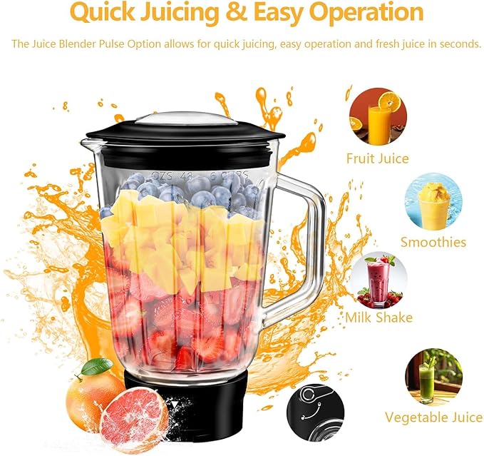 Multifunctional Stand Mixer 6.3Qt 6-Speed Tilt-head, Electric Kitchen Mixer with Stainless Steel Bowl,Meat Grinder, Juice Blender (Black)