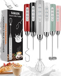 Milk Frother Rechargeable Handheld-Electric Whisk 3 Speed Adjustable, Coffee Frother Wand with 3 Stainless Whisks, Electric Foam Maker, Drink Mixer Blender for Latte Cappuccino Matcha Egg