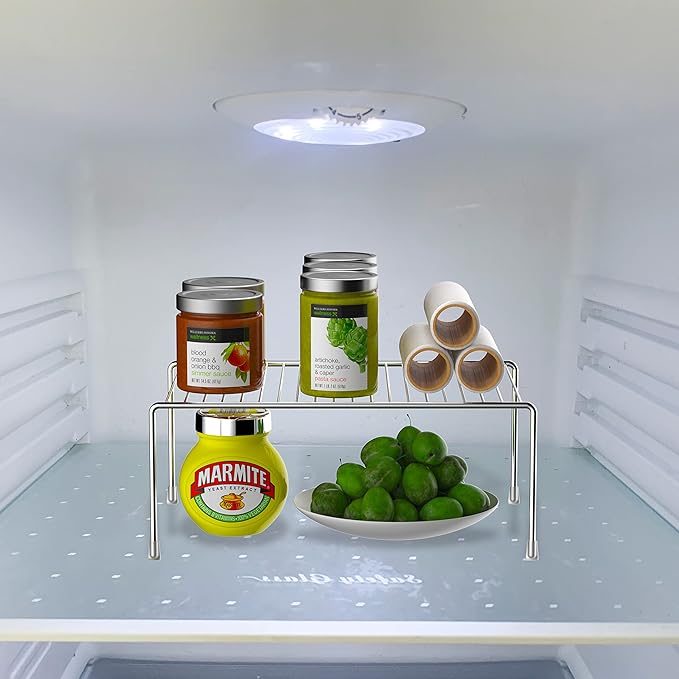 Kitchen Cabinet Shelf Organizer Set of 6, Medium (13 x 9.4 inch) Metal Wire Pantry Storage Shelves, Dish Plate Racks for Cabinets, Freezer, Counter, Cupboard Organizers and Storage, Chrome