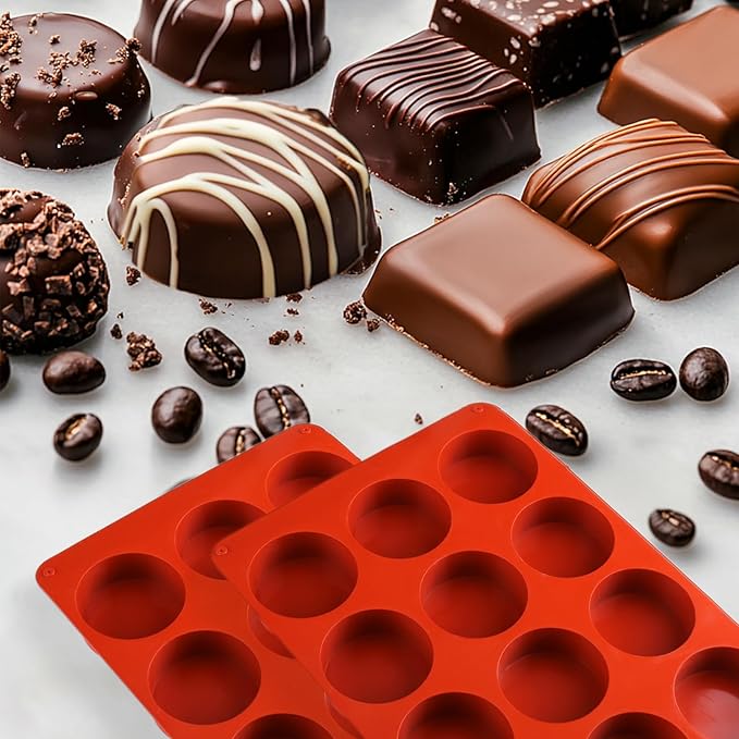 Mity Rain Silicone Chocolate Bar Molds - Round, Fix Pistachio Cream Filling, Dubai Candy Bar Molds with Scraper & Bags (1pc)