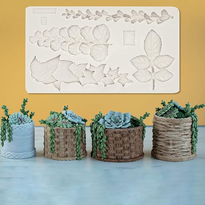 Leaf Fondant Molds, Succulents Trailing Leaves Cake Decorating Silicone Mold for Chocolate Candy Mousse Cookies Marzipan, Kitchen Baking Tools, Clay Resin Projects