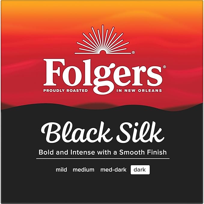 Folgers Black Silk Coffee, Dark Roast, Keurig K-Cup Pods, 10 Count Box (Pack of 6)
