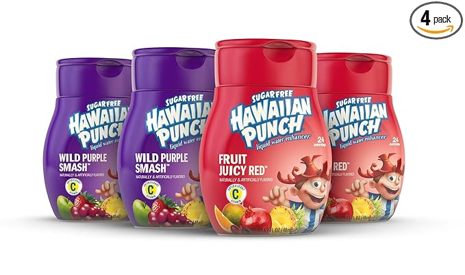 Hawaiian Punch, Variety Pack, Liquid Water Enhancer – New, Better Taste! (4 Bottles, Makes 96 Flavored Water Drinks) – Sugar Free, Zero Calorie