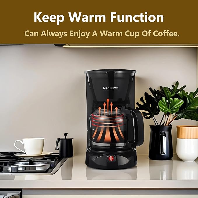 12 Cup Drip Coffee Maker, Coffee Pot Machine Permanent Coffee Filter,1.8L Glass Carafe Electric Coffee Maker,950W Black