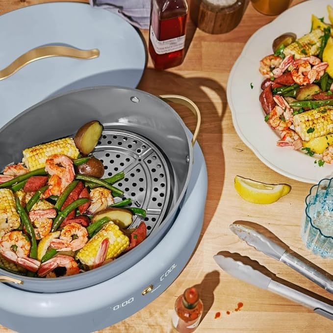 Beautiful 10-in-1 6Qt Electric Multi-Cooker with 7 Presets,Oven-Safe Pot & Lid,Sauté,Steam,Slow Cook,Slow Cooker,Simmer, Rice & Mor, Touch Display,Dishwasher Safe,Serves Up to 7(Cornflower Blue)