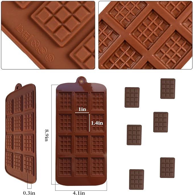 5 Pieces Silicone Break Apart Chocolate Moulds,Silicone Square Mold,Non-Stick Candy Chocolate Bar Mold,Reusable Candy Protein Silicone Chocolate Mold