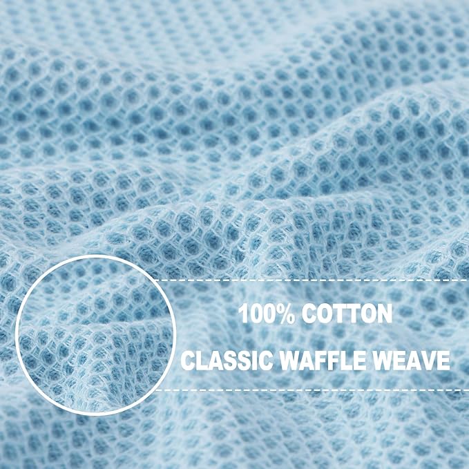 Homaxy 100% Cotton Waffle Weave Kitchen Dish Towels, Ultra Soft Absorbent Quick Drying Cleaning Towel, 13 x 28 Inches, 8-Pack, Sky Blue