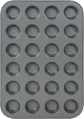 Mini Muffin Cake Pan, 24-Cavity Non-Stick Tiny Cupcake Pan Bakeware for Oven Baking (Dark Grey)