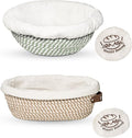 Banneton Bread Basket, 9" Round and 10" Oval Bread Proofing Basket Set with Cotton Liners and Covers, Bread Basket Proofing Bowl Ideal for Sourdough Starter and Artisan Loaf Baking