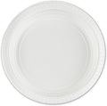 PLASTICPRO 7 inch Round Plastic Plates Microwaveable, Disposable, White, Dinnerware 100 Count