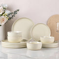 AmorArc Stoneware Dinnerware Sets for 4,Round Reactive Glaze Ceramic Plates and Bowls Set,Highly Scrath Resistant | Dishwasher & Microwave Safe Dishes Set,Service for 4 (12pc)