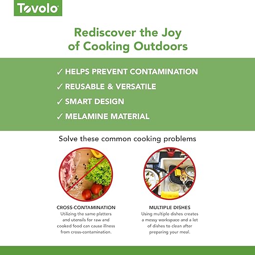 Tovolo Prep & Serve BBQ Trays Pack of 2 (Large - Black/White) - Serving Trays for Kitchen, Grill, Meal Prep, Smoker, Griddle, Barbeque, & More/BPA-Free & Dishwasher-Safe