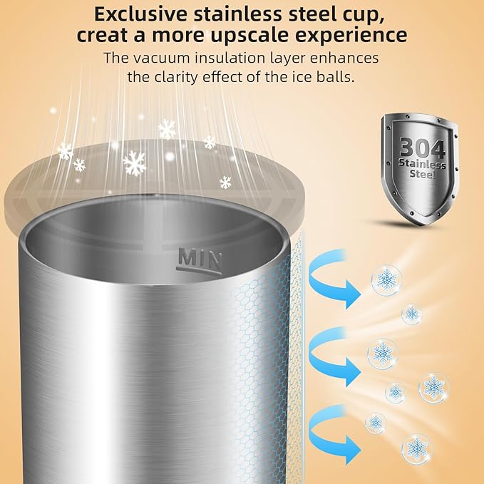 Clear Ice Cube Maker, 2" Clear Ice Ball Maker for Old Fashioned Whiskey lover, Bourbon, Whiskey, Cocktail Funny Gifts for Men on Birthday or Holiday, Easy-Release Stainless Steel Ice Mold(1Pack)