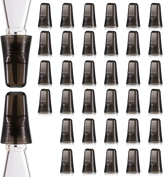 Chengu 36 Pieces Liquor Bottle Covers Pour Spout Covers Bar Toppers for Bottles Universal Pour Dispenser Dust Translucent Silicone Rubber Spout Caps for Bar Home Kitchen Tools Supplies (Black)