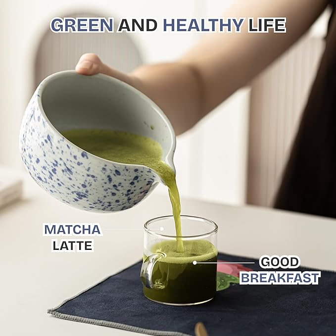 Matcha Whisk Set, 7 PCS Matcha Kit with Matcha Bowl with Spout, Bamboo Matcha Whisk and Scoop, Matcha Accessories & Sifter – Complete Matcha Set for Tea Lovers, Matcha Gift Set (Blue)