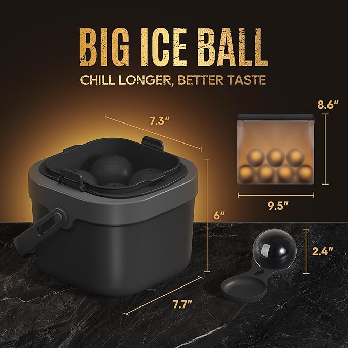 Clear Ice Ball Maker Mold, Whiskey Ice Cube Tray, 2.4 Inch Large Round Ice Molds for Cocktails Whisky Bourbon Liquor, Best Dad Ever Gifts for New Dad Husband Men who Have Everything