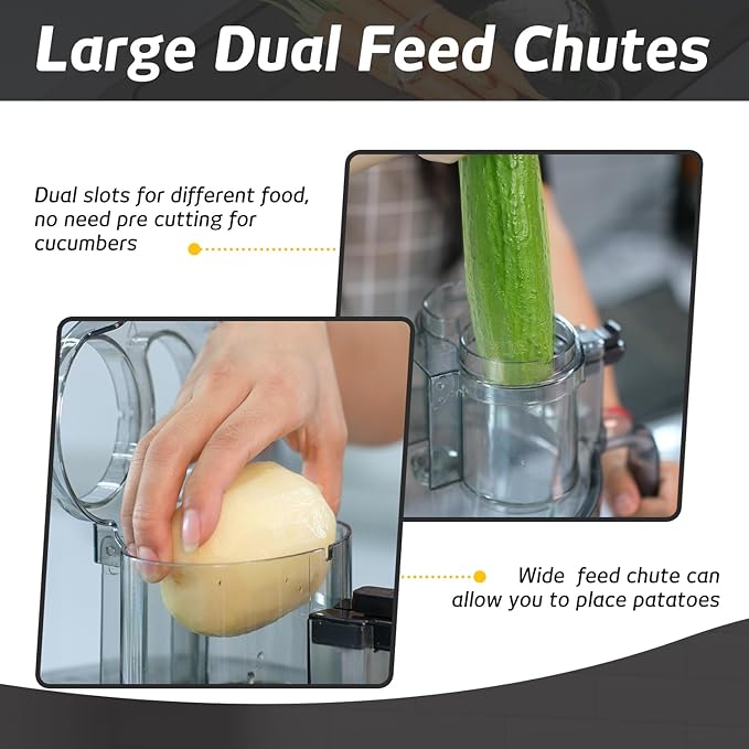 14-Cup French-Fry-Cutter Large Food-Processor - Large Feed Chute, Grey Color, Cheese Shredding, Meat Chopping, Shredding and Slicing, Mixing and Doughing, for Home Use