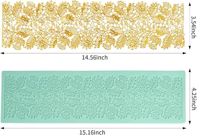 GROWTAIL Lace Molds Silicone,Cake Fondant Embossing Mat,Lace Molds for Cake Decorating Edible Lace
