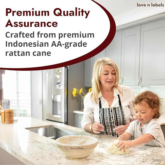 Banneton Bread Proofing Basket Set | 9" Round & 10" Oval Sourdough Proofing Baskets with Linen Liners | Natural Rattan Banneton Baskets for Bread Baking | Includes Sourdough Tools