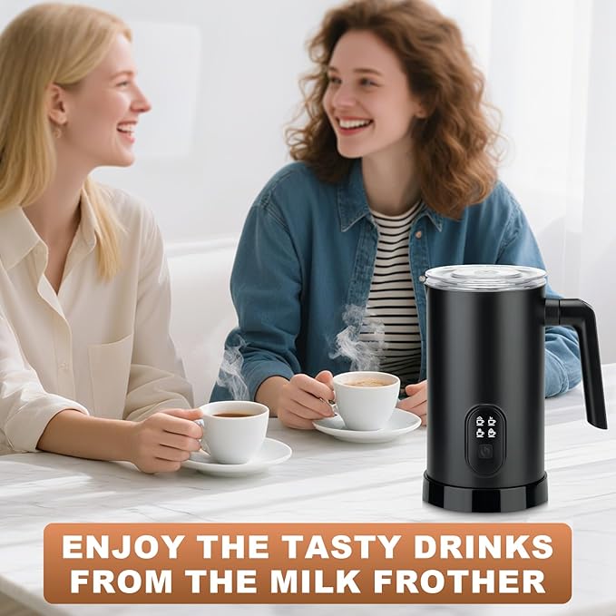Electric Milk Steamer, 4-in-1 Function Milk Frother, Automatic Hot and Cold Foam Maker & Milk Warmer for Latte, Cappuccinos, Macchiato, Hot Chocolate