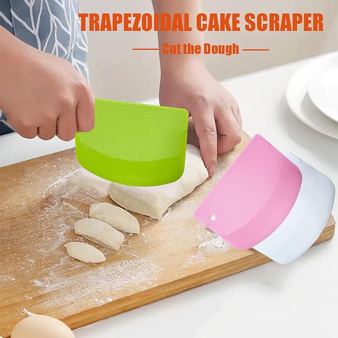 Set of 3 Cake Scrapers and Smoother Tools for Cake Decorating, Dough & Bowl Scrapers Plastic Icing Smoothers Dough Cutters Bench Scrapers(U Shape)