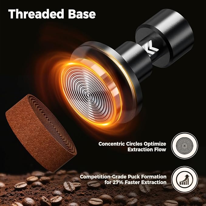IKAPE 58.35MM V6 Impact Espresso Tamper with Sound Feedback, 15lb/30lb Interchangeable Springs, Espresso High Tamper with Triple-spring System, Fits Over 58mm portafilters
