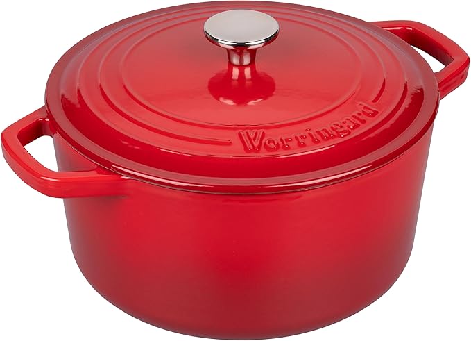 Enameled Cast Iron Dutch Oven Pot with Lid, for Bread Baking, Round Bread Oven- include Sourdough Bread Baking Supplies Set, 6QT, Red