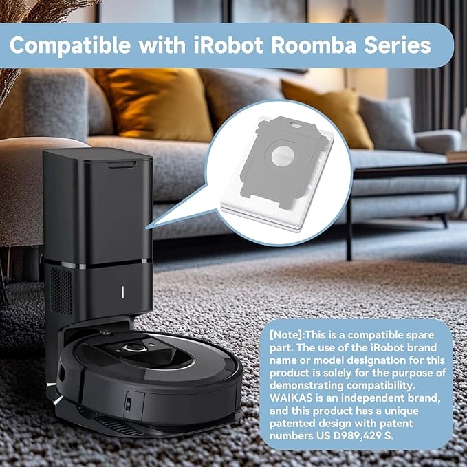 12 Pack Vacuum Bags for iRobot Roomba i7+, i7 Plus, i3, i3+, i4, i4+, i5, i5+, i8, i8+, i6, i6+, j5, j5+, j7+, s9+, s9 Plus, i/s/j Series Clean Base Automatic Dirt Disposal Bags