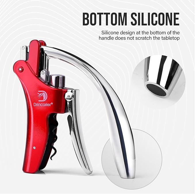 Vertical Lever Corkscrew with Non-Stick Worm, Compact Rabbit Wine Opener Wine Bottle Opener with built-in Foil Cutter