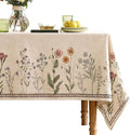 ISAENNE Designer Off White Linen Extra Long Rectangle Tablecloth,Floral Elegant Table Cloth,Stain Resistant Vintage Decor Tablecloths for Dining Thanksgiving Kitchen Party,63"*110"-Serenity G