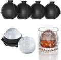 Novelty Christmas Snowflake Tree Ball Ice Maker Mold Set of 4, Funny Christmas Snowflake Tree Gifts for Women, 2.36" Large Sphere Round Ice Cube Molds for Whiskey, Bourbon, Cocktails