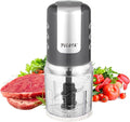 Mini Food Processor 2 Cup Small Electric Food Chopper 2 Speed for Vegetables, Meat, Fruits and Nuts with 4 Stainless Steel Blades, 400-Watt, Light Gray
