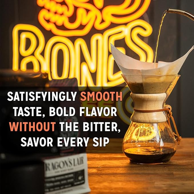 Bones Coffee Company Army of the Dark Chocolate Flavored Coffee, Medium Roast Low Acid Arabica Beans Compatible with Auto drip and French Press Coffee Maker, 12 Oz Ground