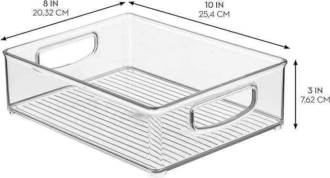 iDesign Stackable Pantry Bins, 2 Small, 2 Medium, and 2 Large Bins, 6 Pack, Clear, Made in USA