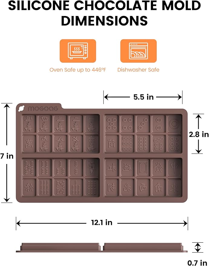 Chocolate Bar Mold, Non-Stick Chocolate Molds, Food Grade Silicone Mahjong Candy moldfor Stuffed Bar for Dubai Pistachio, Candy, Snacks