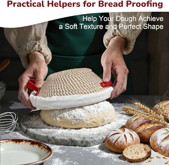 Banneton Bread Proofing Basket Set, Round & Oval Sourdough Proofing Baskets with Liners, Covers & Silicone Bread Mats, Sourdough banneton basket for Sourdough Baking Supplies