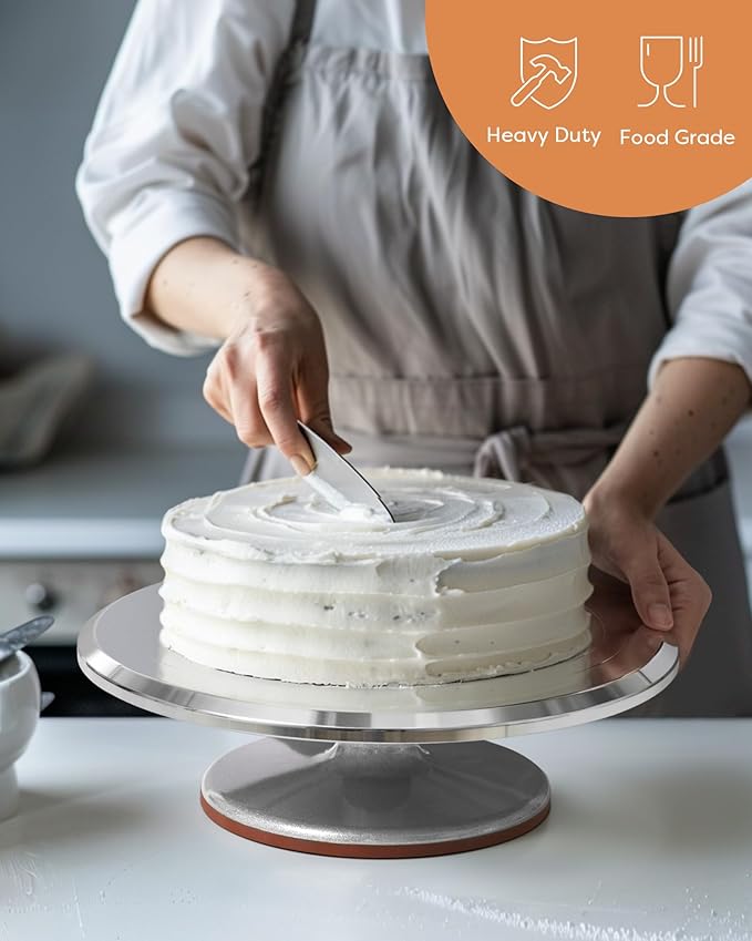 Kootek Aluminium Alloy Revolving Cake Stand 12 Inch Rotating Cake Turntable for Cake, Cupcake Decorating Supplies