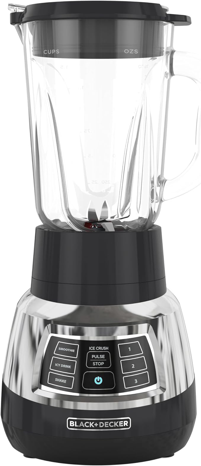 BLACK+DECKER BL1400DG-P Quiet Stainless Steel Blender with Cyclone Glass Cup