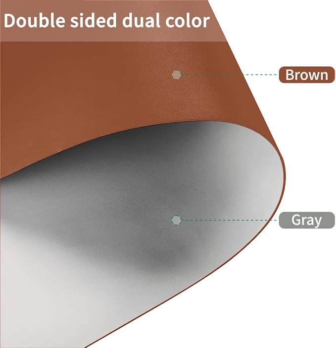 Leather Table Pad,1.8mm Thick,40x84 Inch,Dining Table Pad,Table Pads for Dining Room Table Rectangular,Dining Room Table Cover,Dining Table Cover(Brown+Gray,40x84)