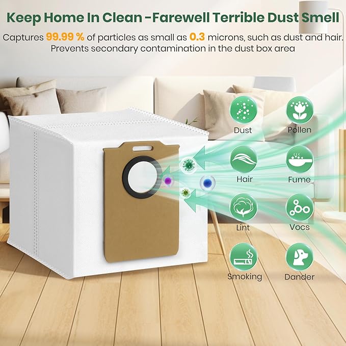 14 Pack MS1 MAX Dust Bags Compatible with MONSGA MS1 MAX Robot Vacuum Bags 3L Large Capacity Heavy Duty Bags for Home Vacuum
