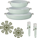 GoodCook Ceramic Cookware Set, Made without PFAS, PTFE, PFOA, Lead & Cadmium, Induction Compatible, Nonstick and Oven Safe with Removable Handle, 7 Piece, Sage Green