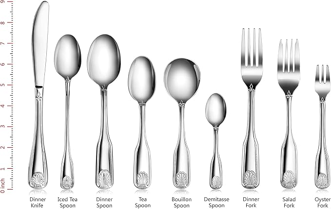 New Star Foodservice 58420 Shell Pattern, 18/0 Stainless Steel, Iced Teaspoon, 7.2-Inch, Set of 12