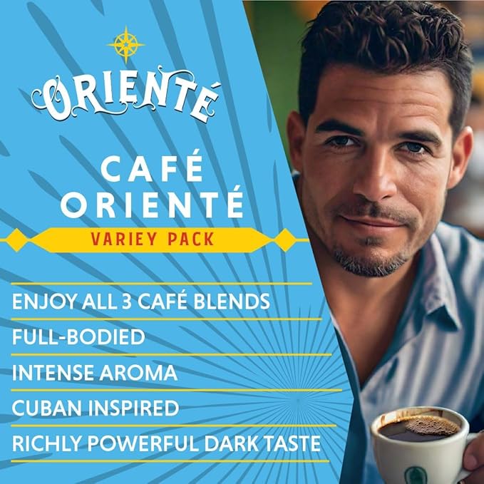 Oriente Variety Pack Instant Coffee, 40 ct, Cafe Oriente, Cafe Cubano, Cafe De Olla– 100% Arabica Coffee, Instant Hot or Iced Coffee - Just add water