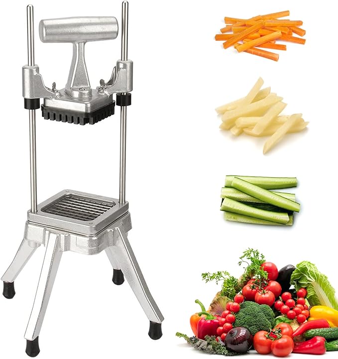 Commercial Chopper Vegetable Cutter Fruit Dicer Heavy Duty Stainless Stee Dicer Cutter Onion Chopper Professional Food Dicer for French Fry Tomato Peppers Potato (1/4″ Blade)