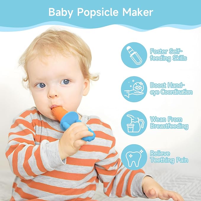 Morlike Baby Tiny Pops, 100% Silicone Popsicle Mold for Infants 4 Months +, Breastmilk Ice Pop Molds Teethers for Teething Relief, Baby Essentials, BPA Free & Dishwasher Safe (Mint)